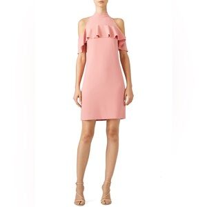 Trina Turk Laelia Cold Shoulder Elegant Pink Ruffle Dress
